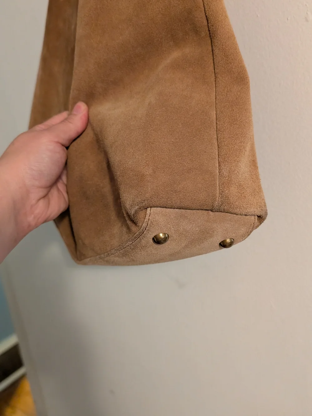 Tan Suede Knotted Hobo Bag